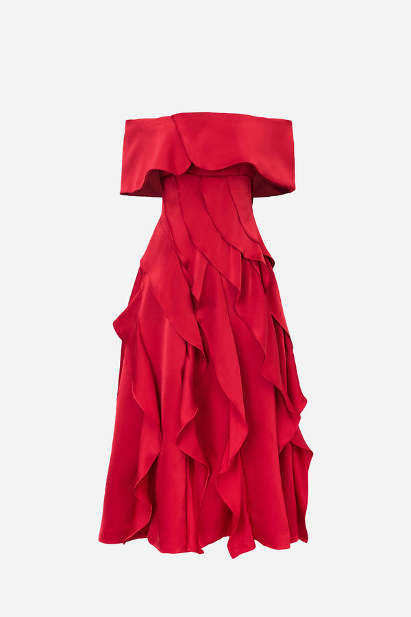 Martina Ruffle Lines Midi Dress