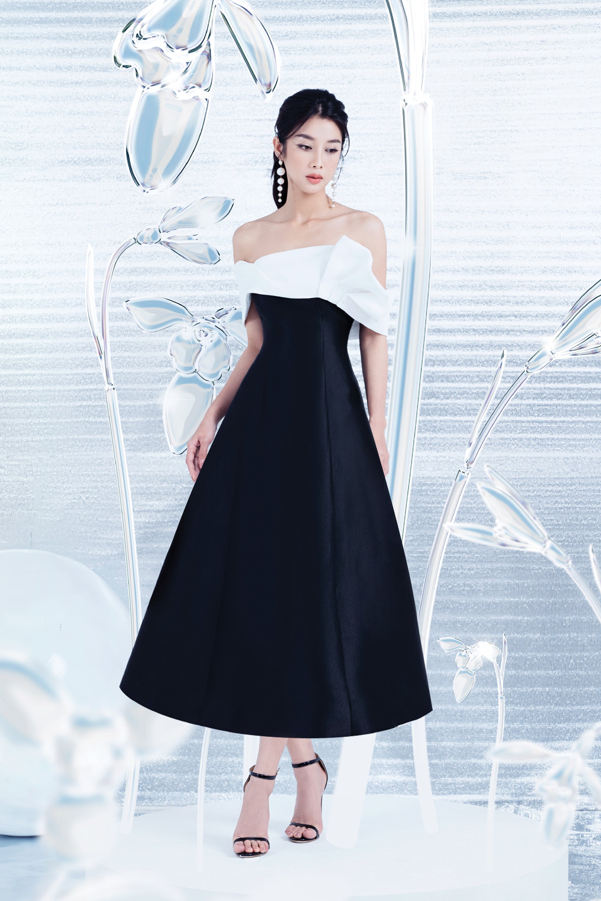 【特別セール品】 Shoulder Off Emily Midi Online Larmes – Dress ワンピース