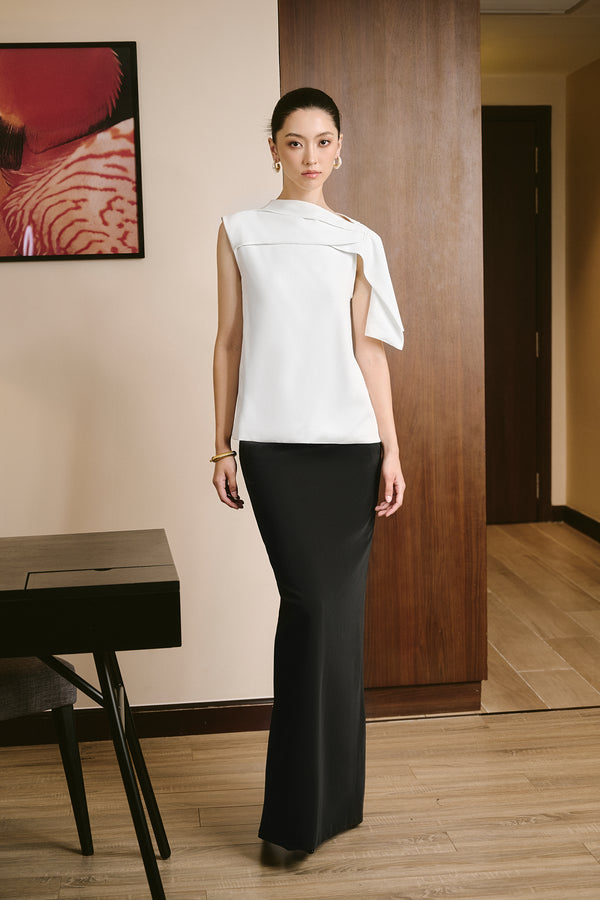 Valencia Asymmetrical Draped Neckline Top